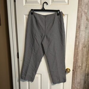 Talbots Black & White Cropped Patterned Ankle Pants